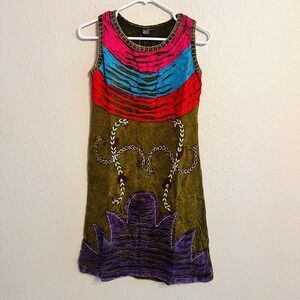 K.P.C. 100% Cotton Hand Made‎ Boho Dress.  Dress Size L recognizing a Boho style
